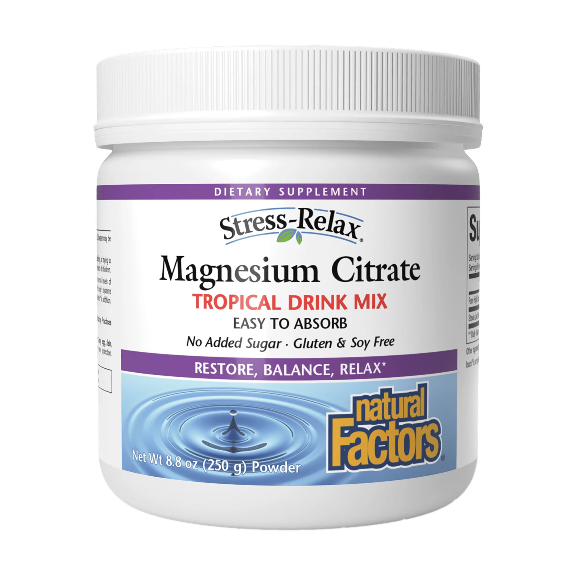 Магній цитрат Natural Factors Stress-Relax Magnesium Citrate зі смаком тропічних фруктів, в порошку, 250 г